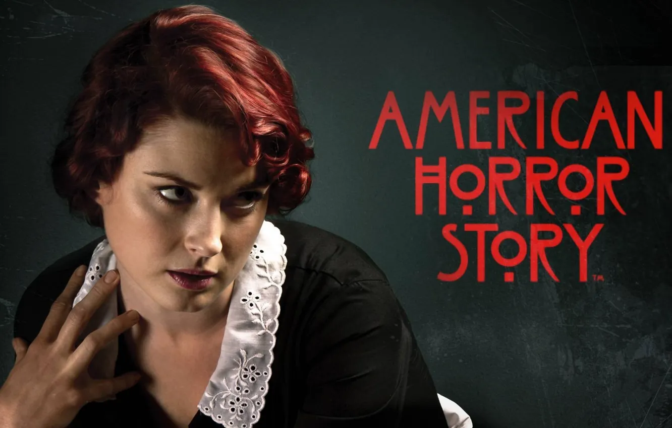 Wallpaper girl, horror, ghost, red hair, green eyes, woman, photographer,  series, spirit, redhead, hand, actress, season one, maid, Alexandra,  American Horror Story images for desktop, section фильмы - download