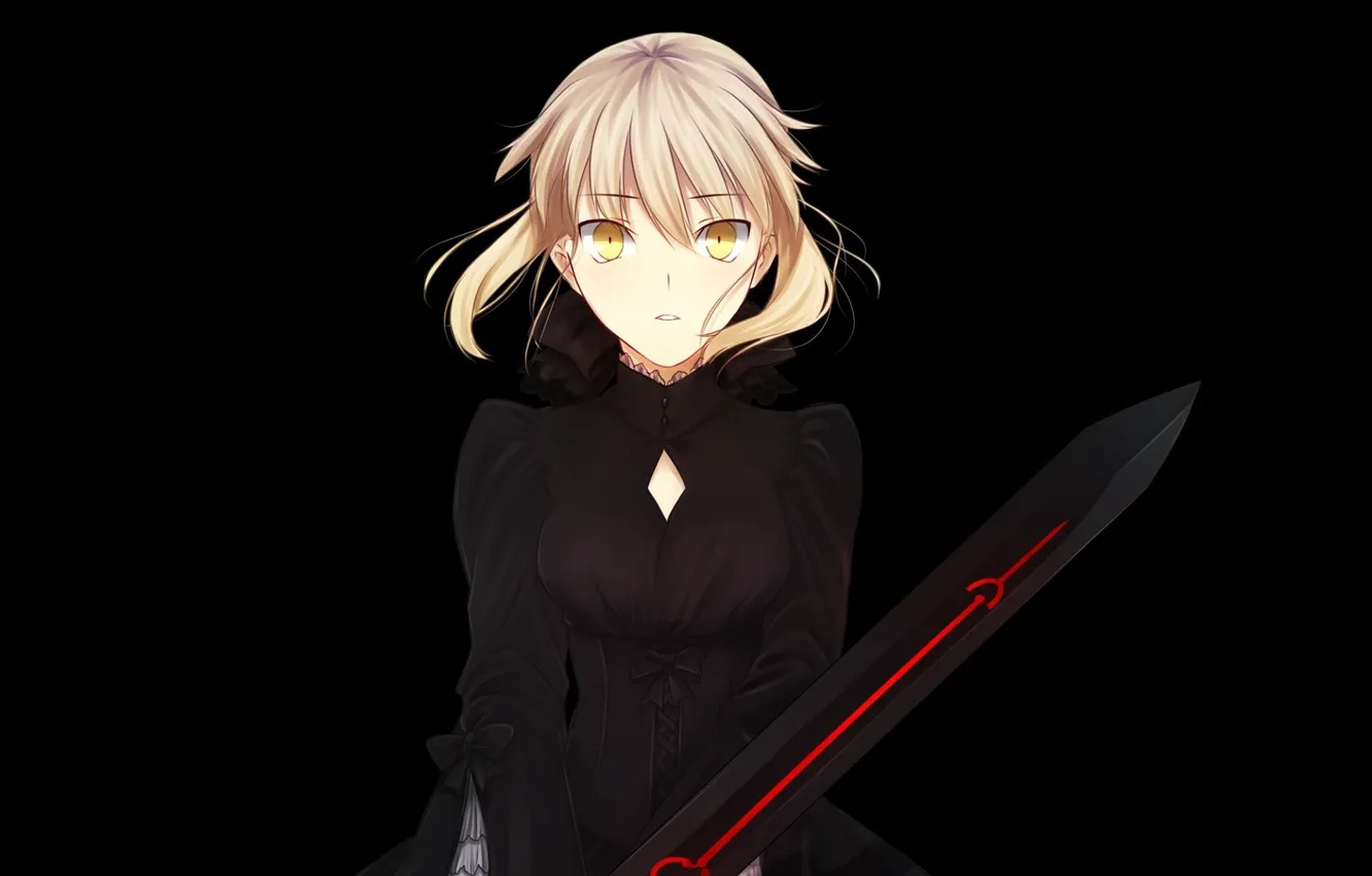 Photo wallpaper void, darkness, sword, Fate Stay Night, yellow eyes, Saber