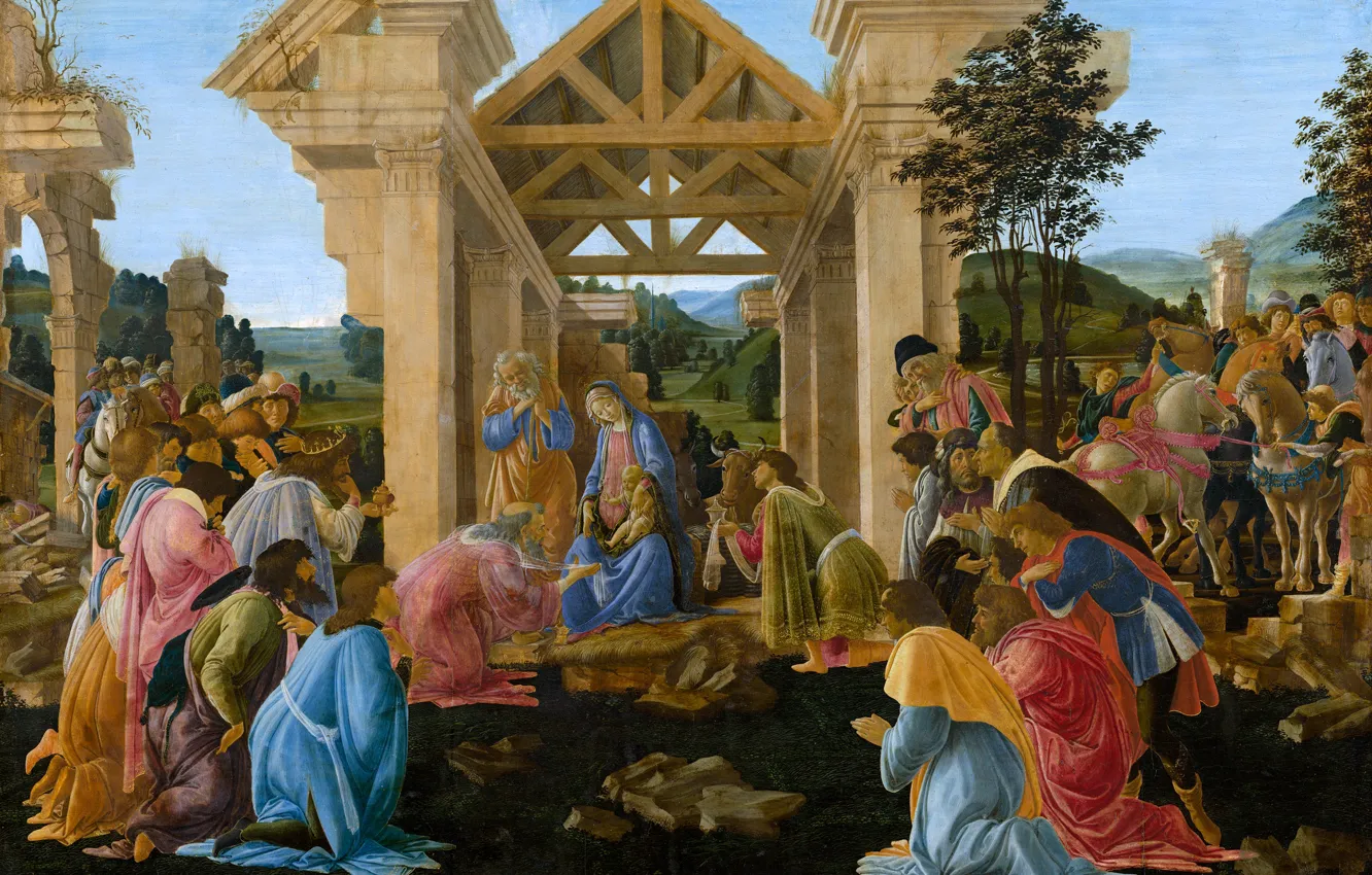 Photo wallpaper picture, mythology, Sandro Botticelli, The Adoration Of The Magi