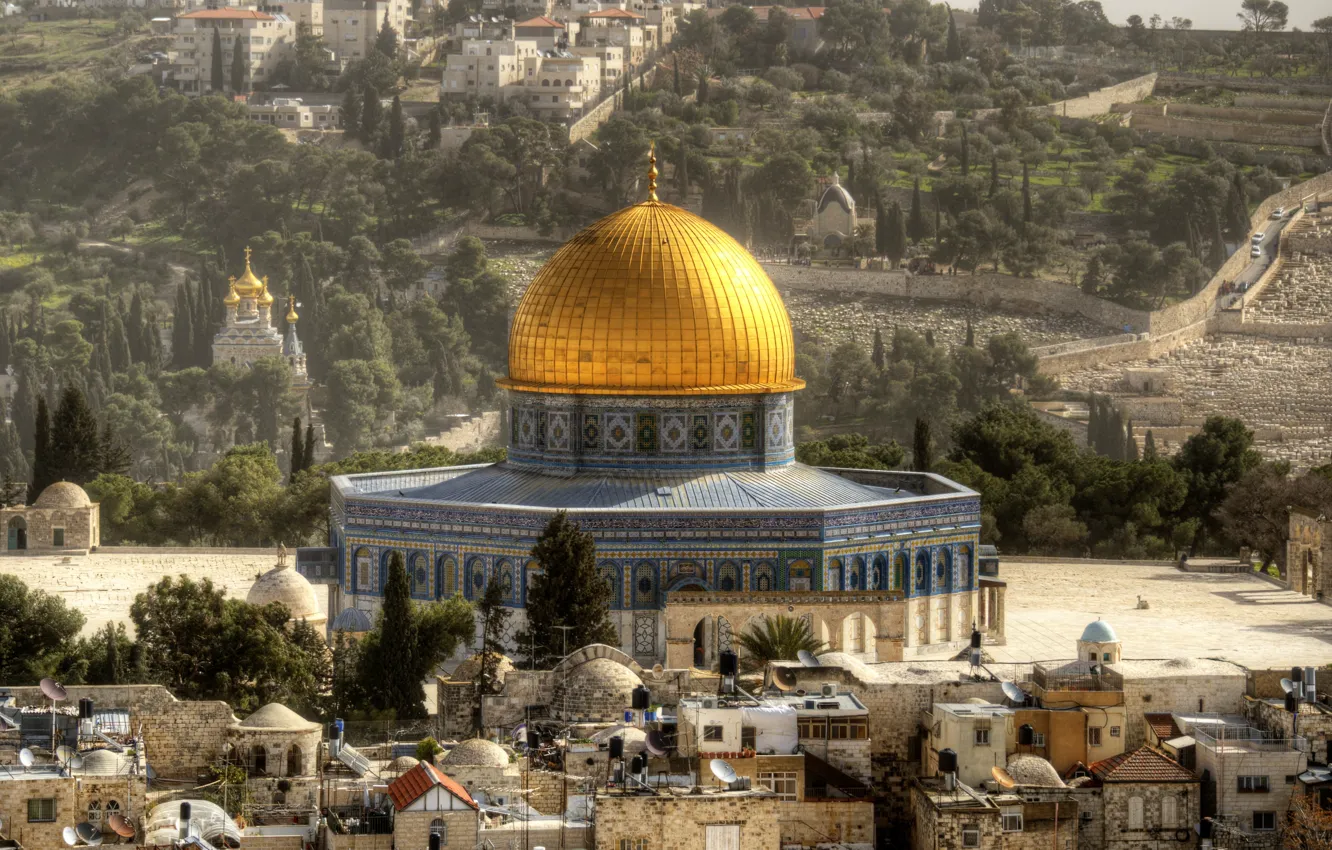 Photo wallpaper the city, dome, Jerusalem, Israel, The Dome Of The Rock, The temple mount