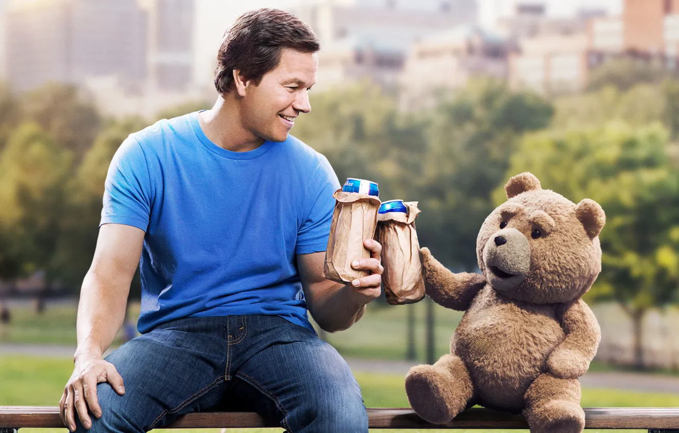 Wallpaper Park, bear, shop, bear, plush, friends, Mark Wahlberg, Comedy,  Mark Wahlberg, John, Ted, Ted 2, The third wheel 2 images for desktop,  section фильмы - download