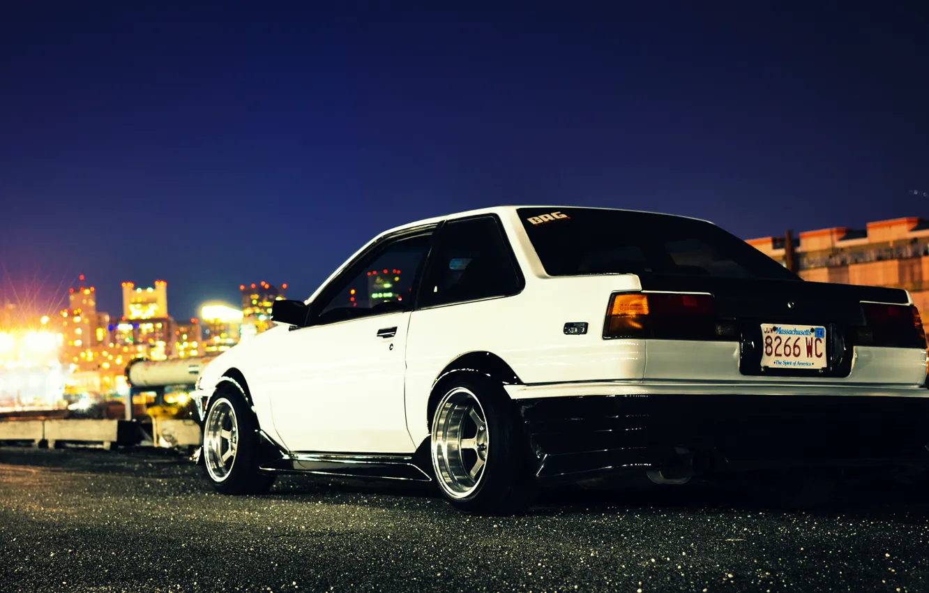 Photo wallpaper white, toyota, corolla, ae86, front, Toyota, Corolla