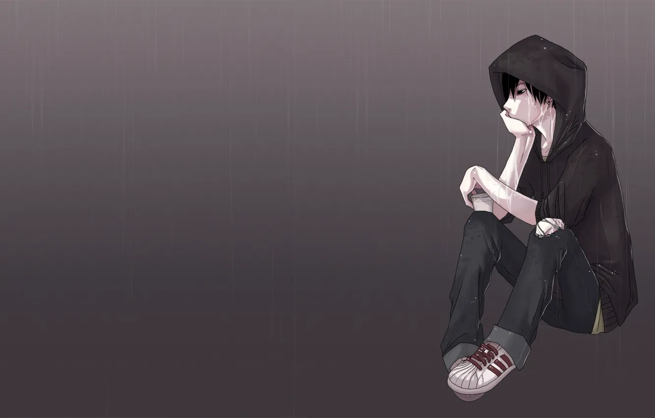 Wallpaper Sadness Rain Sadness Anime Guy Boredom Art Images