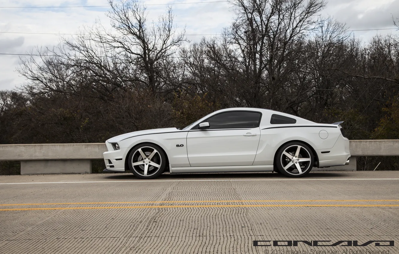 Photo wallpaper machine, auto, trees, Mustang, Ford, auto, Black, wheel, side, Matte, Face, Wheels, Concave, Machined, CW-5