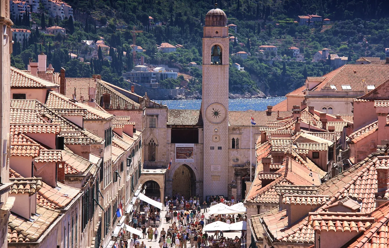 Photo wallpaper tower, roof, Croatia, Dubrovnik, Dubrovnik