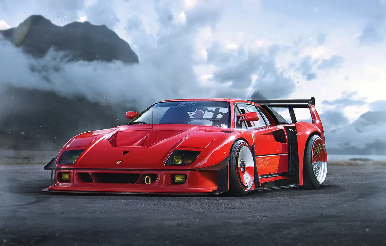 Photo wallpaper Concept, Ferrari, Red, F40, Car, by Khyzyl Saleem