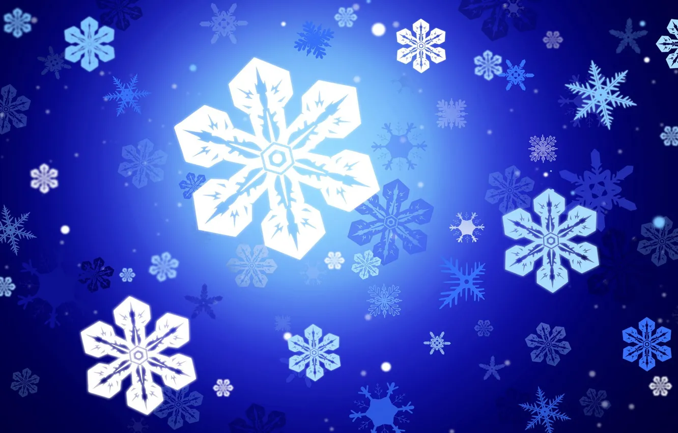 Photo wallpaper snowflakes, vector, Blue