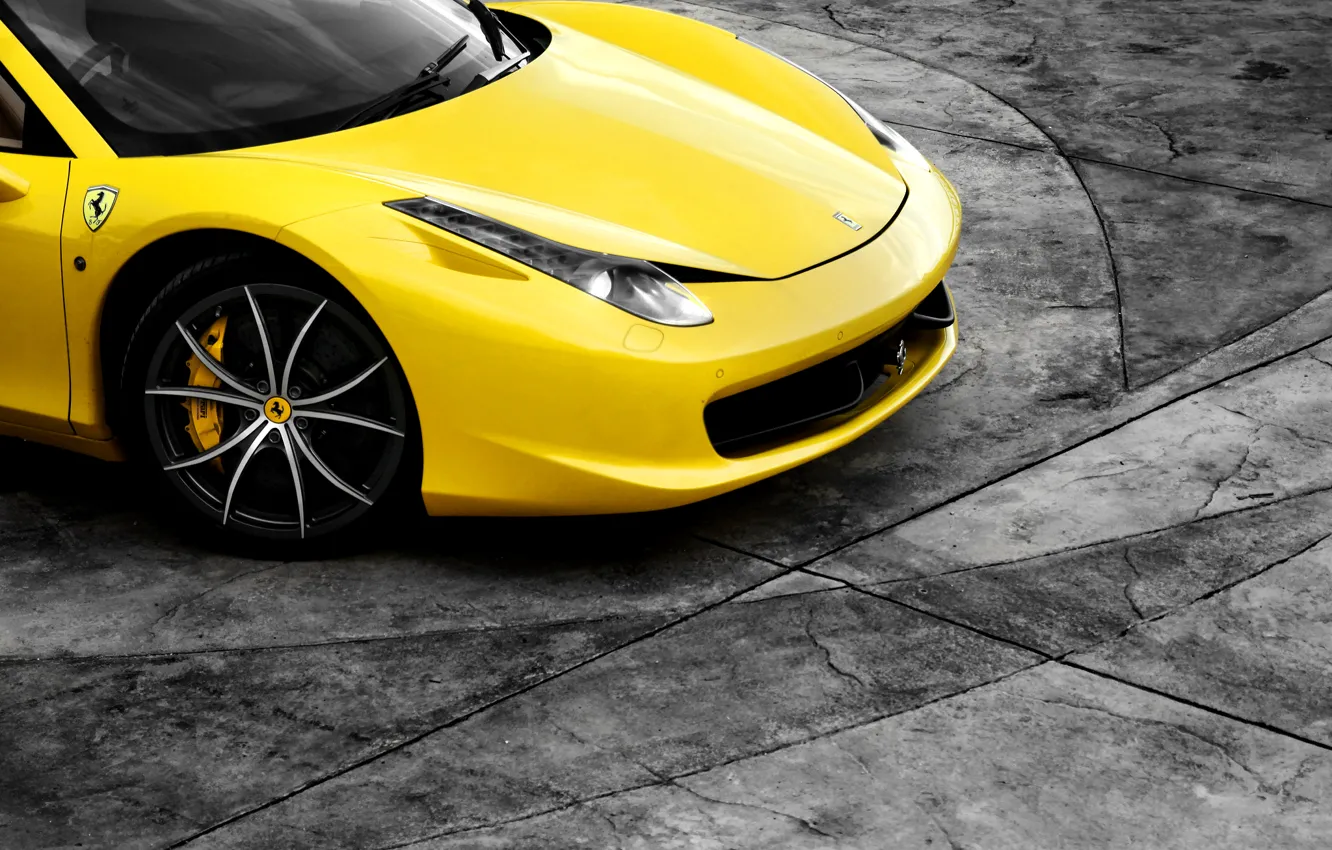 Photo wallpaper Ferrari, Ferrari, yellow, 458, yellow, Italy, Italia