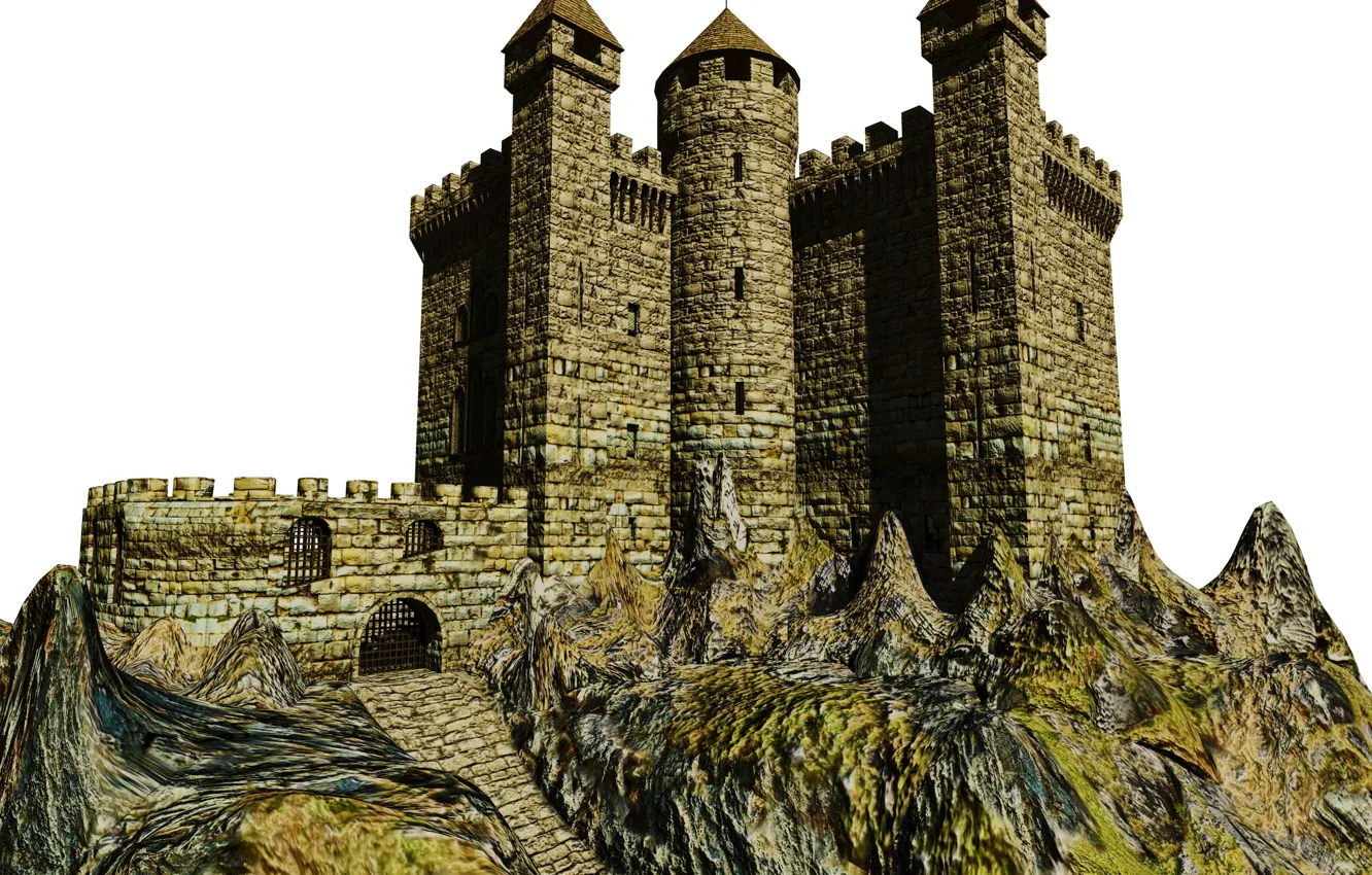 Photo wallpaper photo, Castle, Stone, 3D Graphics