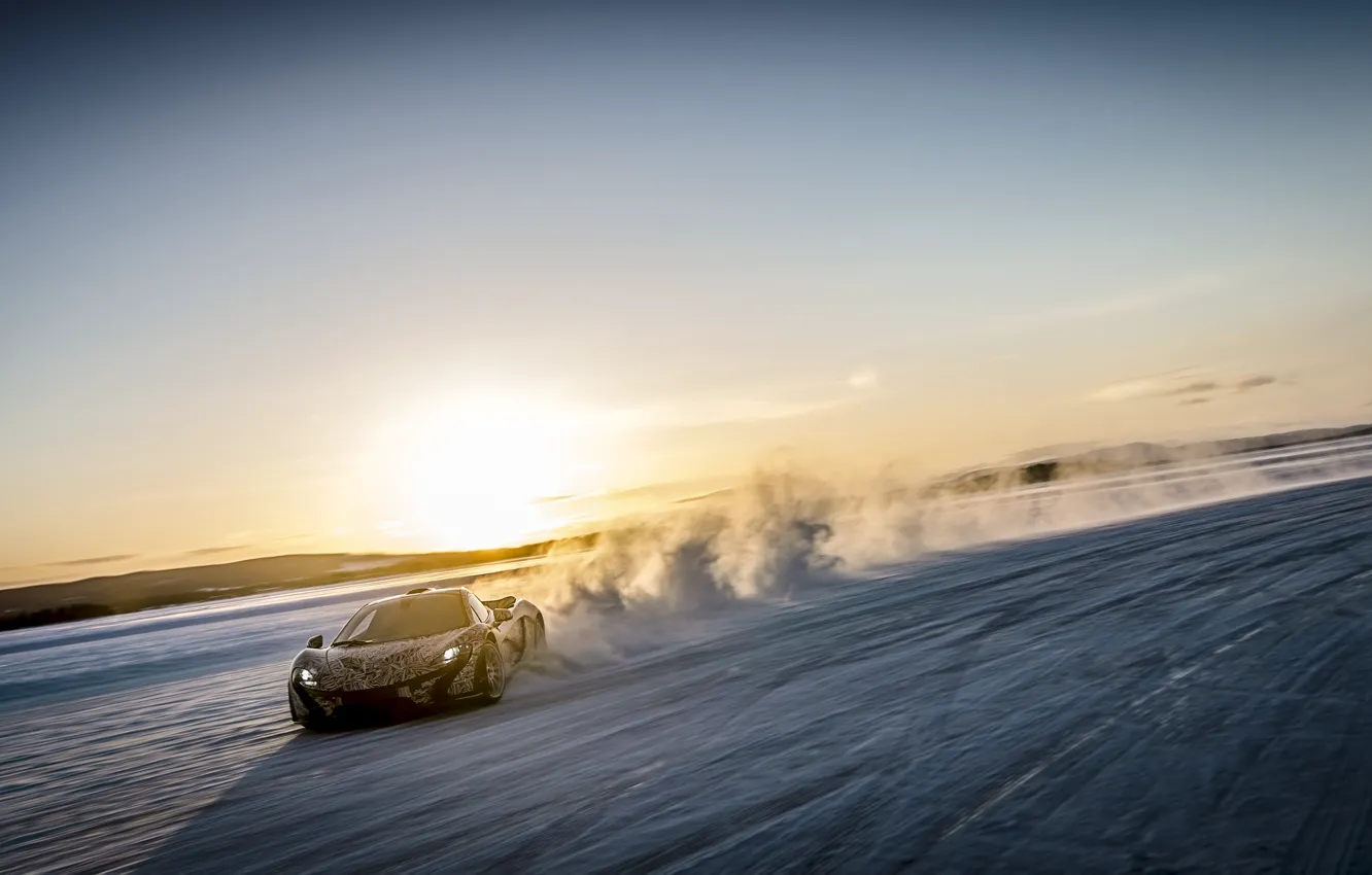Photo wallpaper snow, McLaren, speed, supercar, McLaren