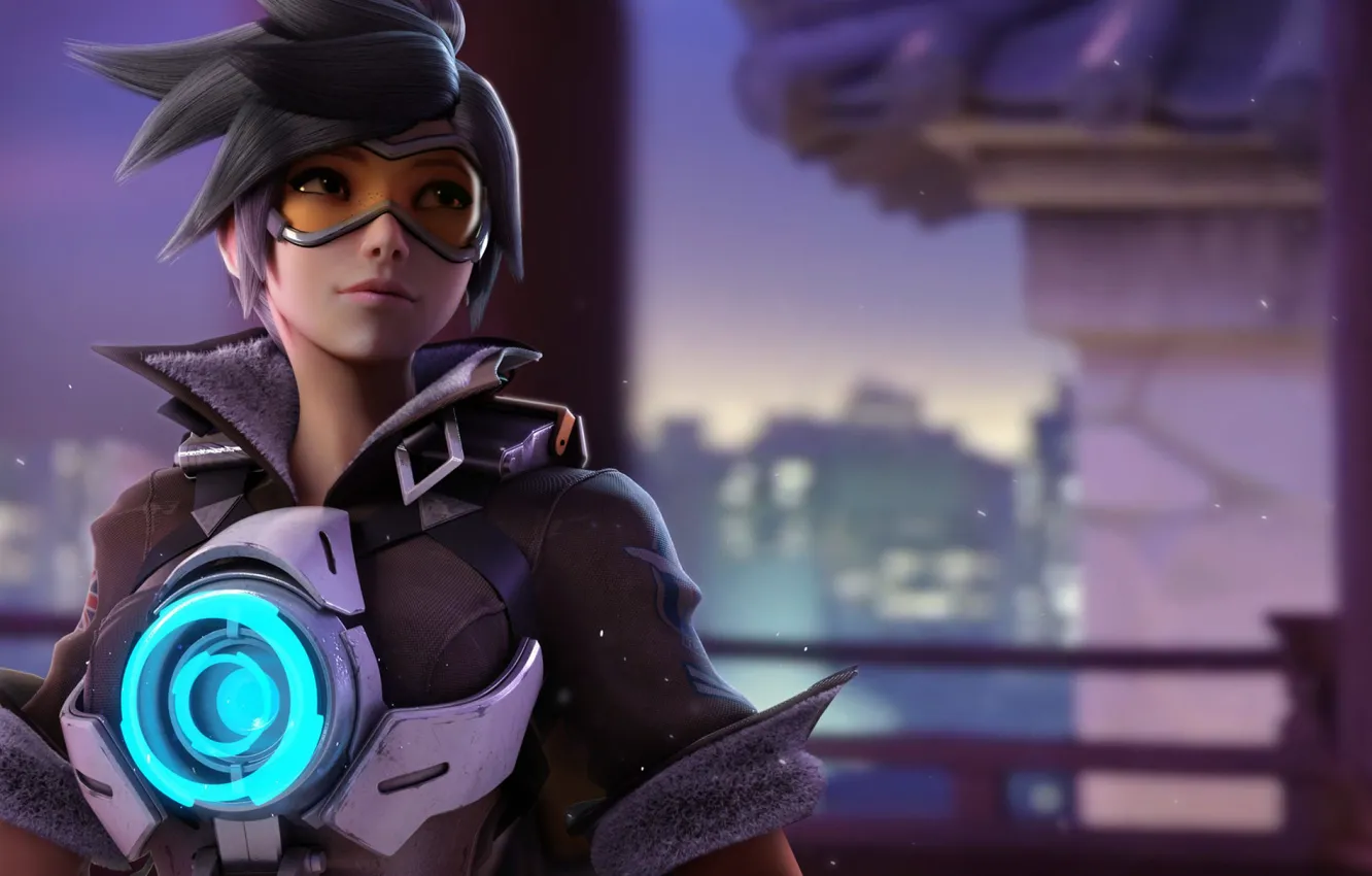 Photo wallpaper girl, game, Overwatch, tracer