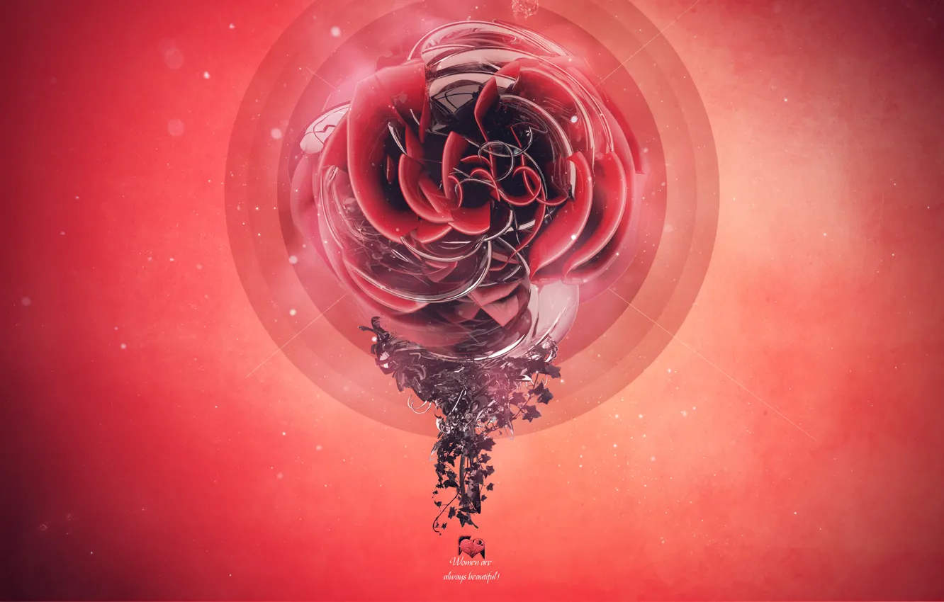 Wallpaper flower, style, creative, graphics, red, render images for  desktop, section стиль - download