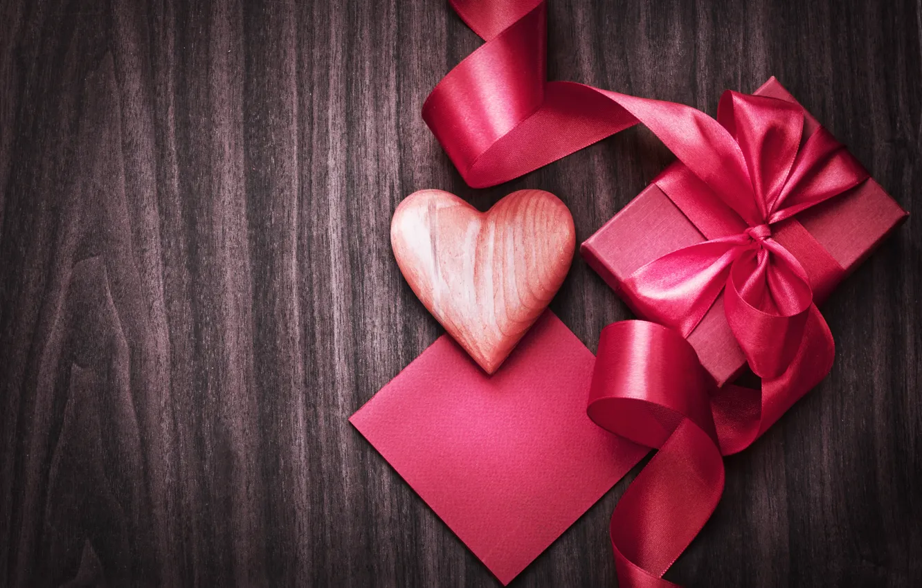 Wallpaper background, holiday, box, gift, pink, heart, tape, heart,  Valentine's day, Valentine's Day images for desktop, section праздники -  download
