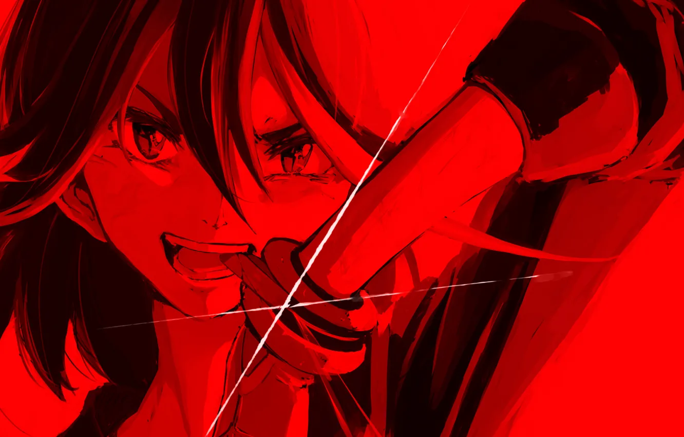 Wallpaper red, smile, black, anime, red, sword, black, character, kill la  kill, Matoi Ryuuko, Ryuko, to kill or be killed images for desktop, section  прочее - download