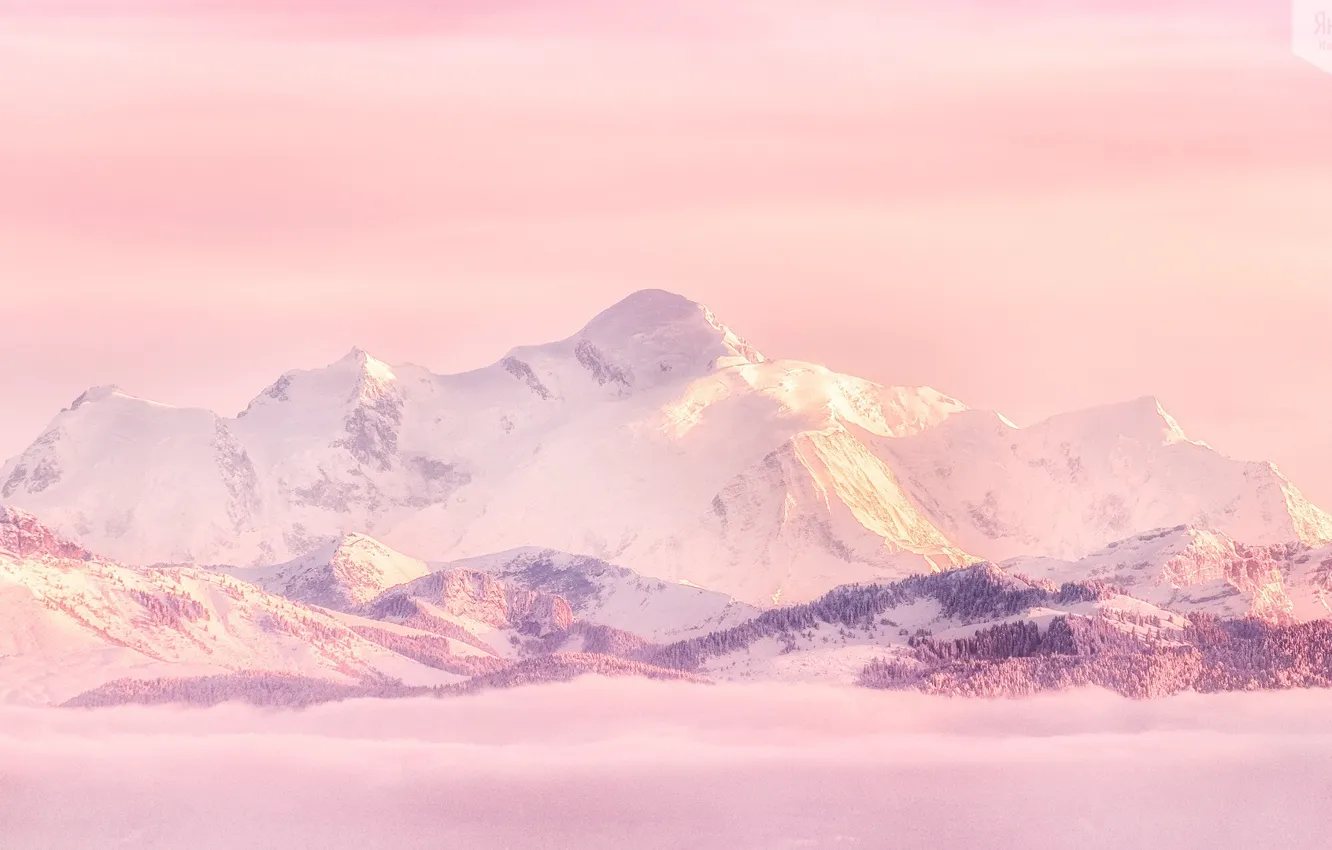 Wallpaper snow, mountains, pink sky images for desktop, section пейзажи -  download