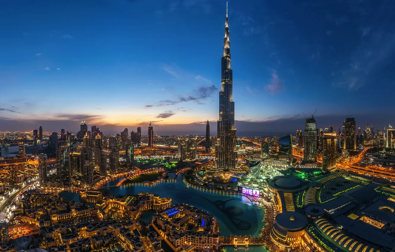 Wallpaper the city, lights, the evening, Dubai, Dubai, UAE, Burj Khalifa  images for desktop, section город - download