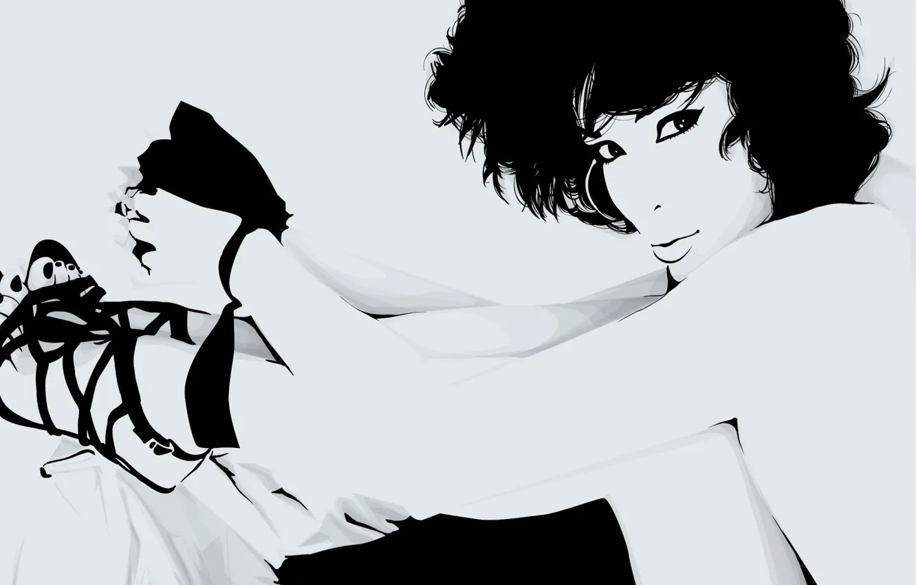 Photo wallpaper figure, black and white