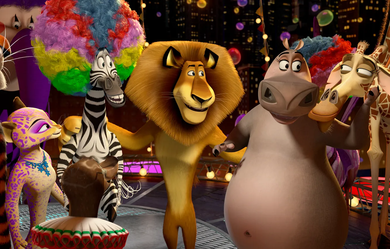 Wallpaper cartoon, Madagascar 3, Alex The Lion, Hippo Gloria, Melman the  giraffe, Zebra Marty images for desktop, section фильмы - download