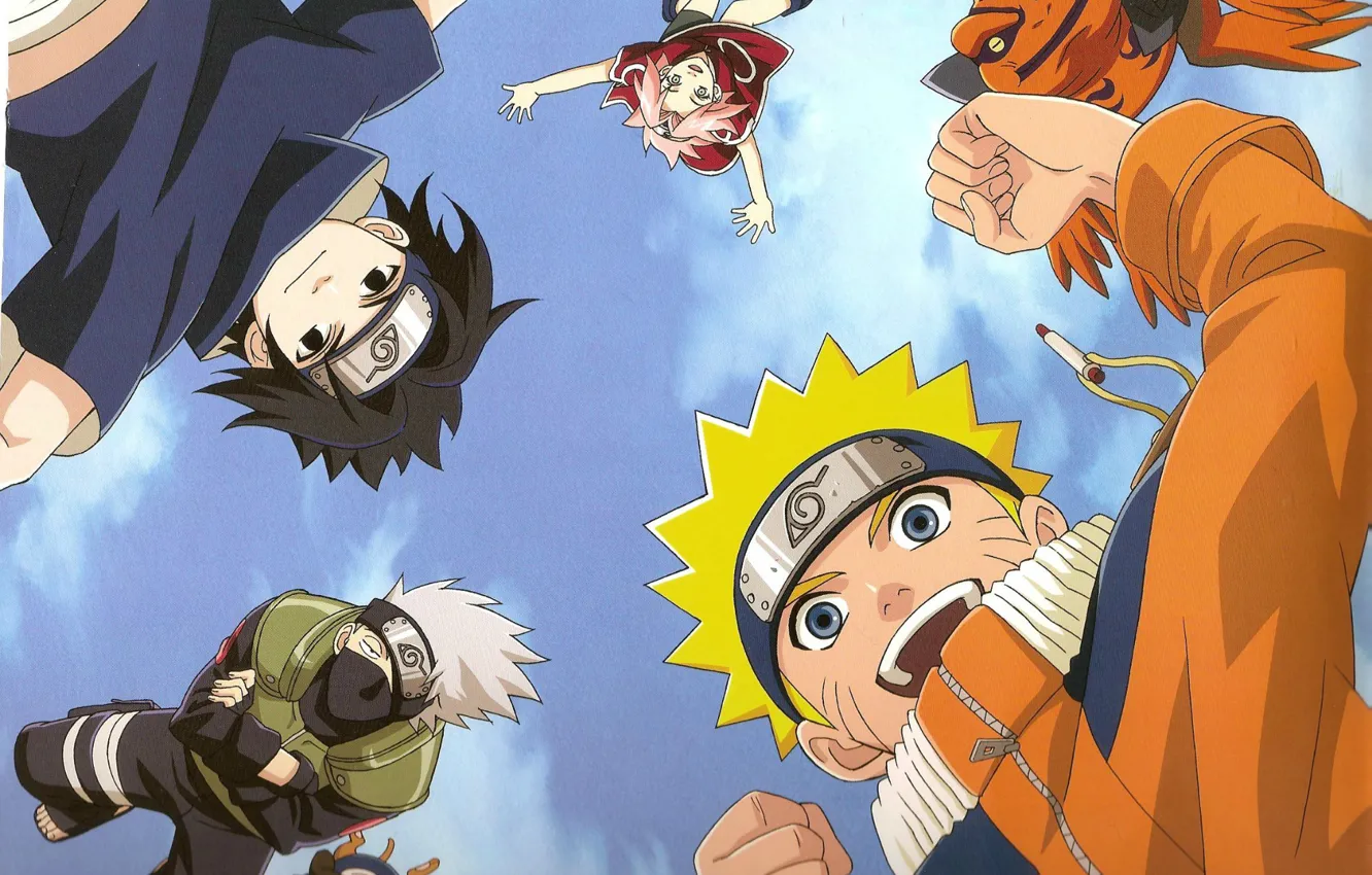 Wallpaper the sky, joy, Naruto, Sakura, friends, toad ...