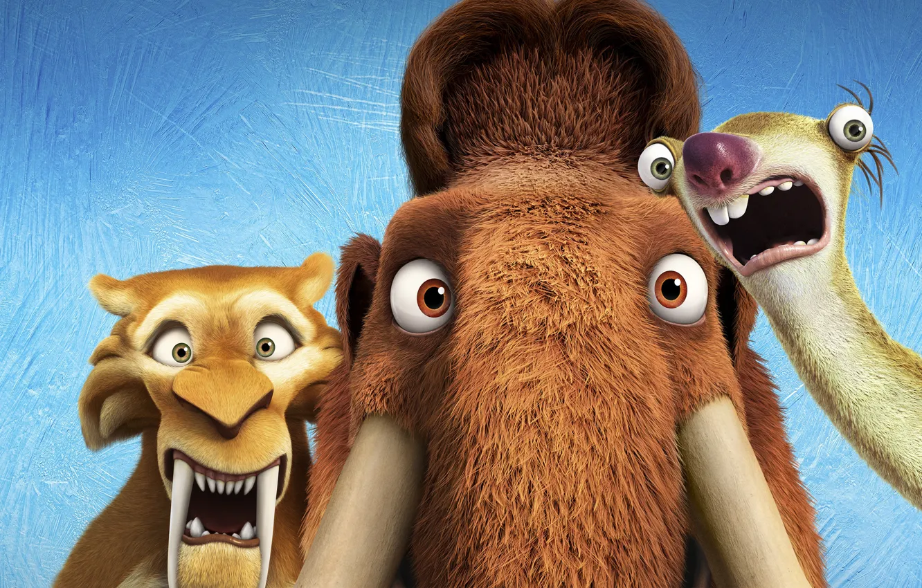 Wallpaper tiger, fright, cartoon, sloth, three, mammoth, characters, Diego,  Manny, Sid, Ice Age: Collision Course, Ice age: a Collision is imminent  images for desktop, section фильмы - download