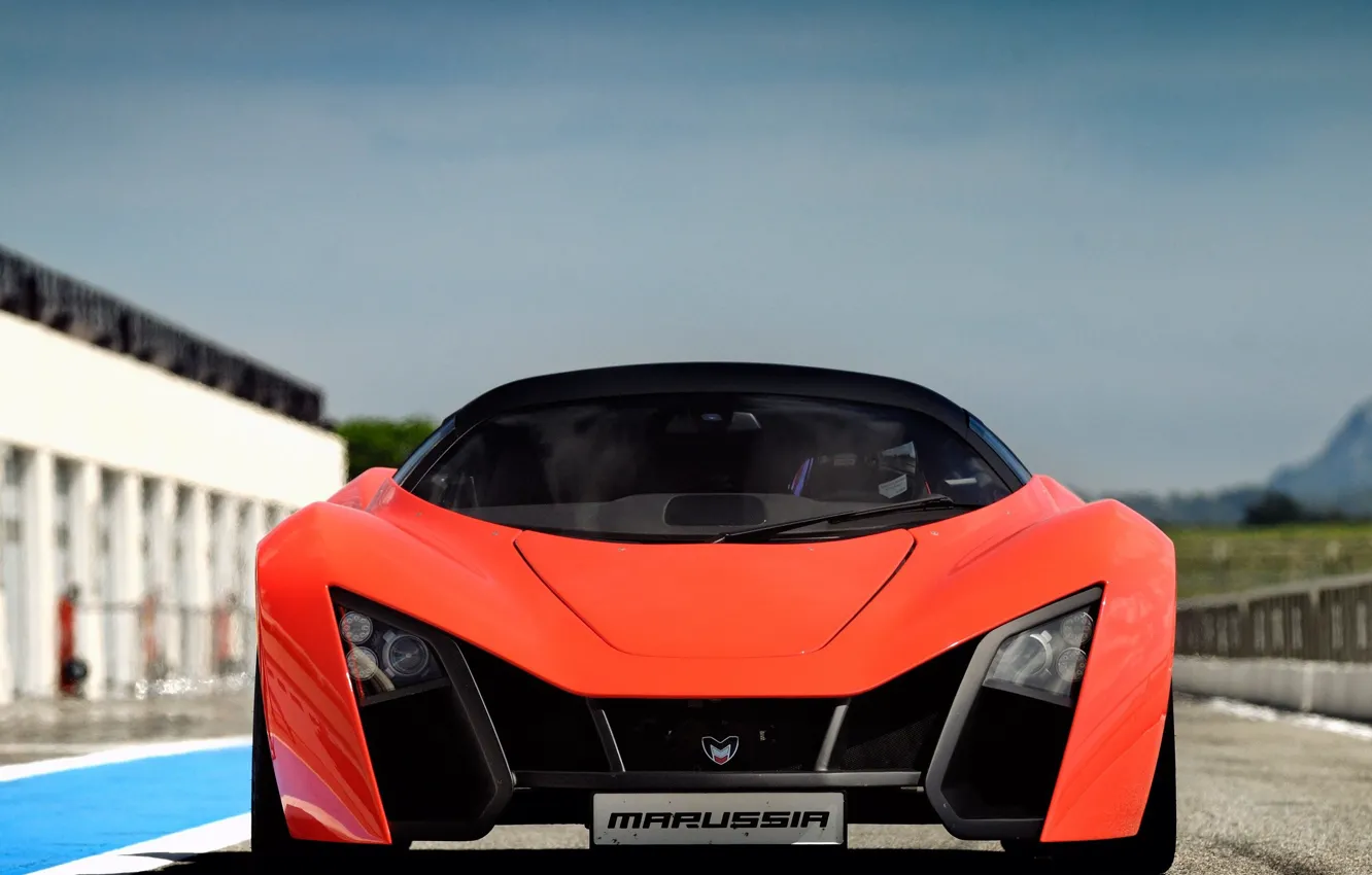 Photo wallpaper Red, Red, Supercar, Supercar, The front, Russian, MaRussia, Marusya