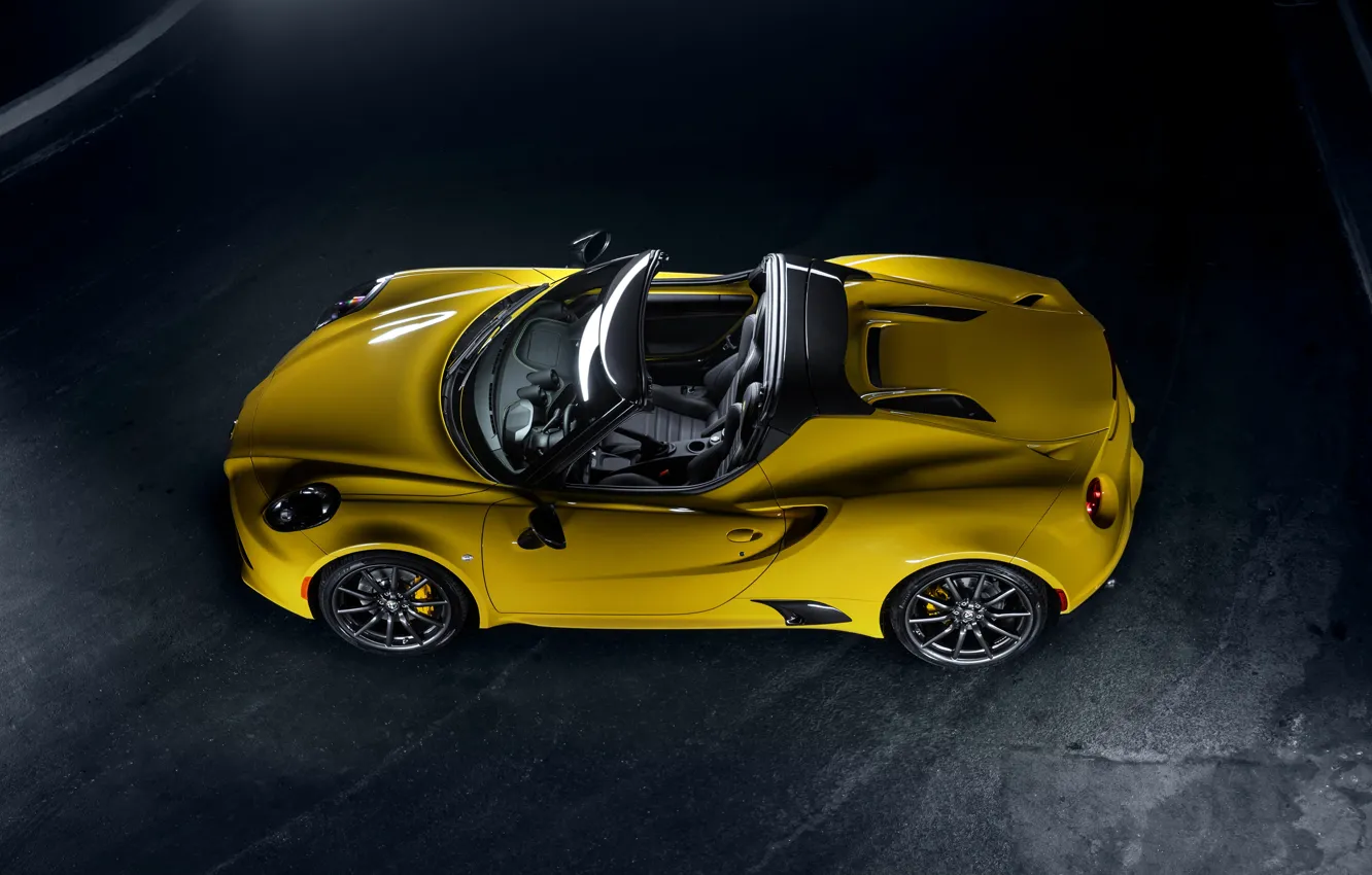 Photo wallpaper Yellow, Convertible, spider, Alfa Romeo, Car, 2015