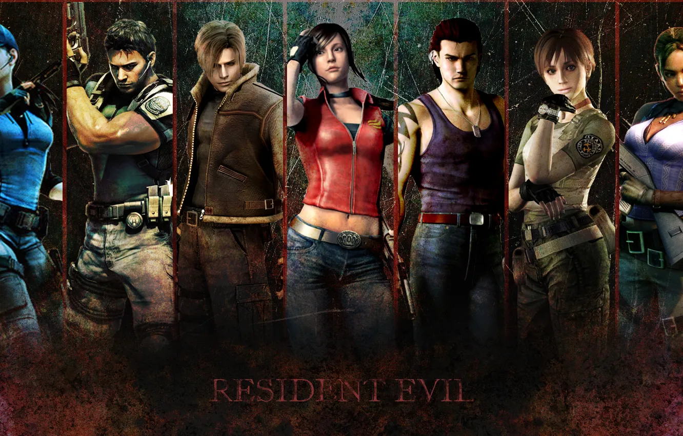 Photo wallpaper Resident Evil, Biohazard, Jill Valentine, Leon Scott Kennedy, Chris Redfield, Sheva Alomar, Claire Redfield, Billy …