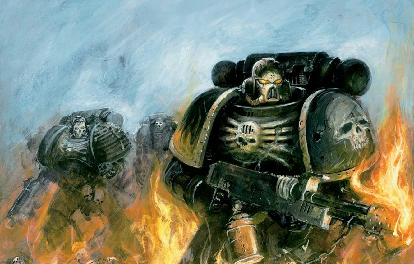 Photo wallpaper flame, flame, Warhammer, space Marines, Warhammer 40k, space marines