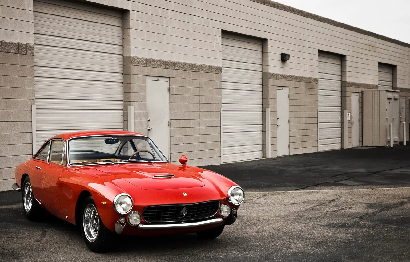 Photo wallpaper Red, Retro, The hood, Garages, Ferrari, 250, Windshield