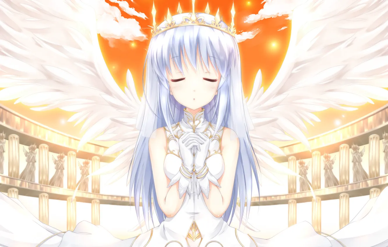 Wallpaper Girl, Angel, Dress, Wings, Anime, Crown, Heaven images for  desktop, section прочее - download