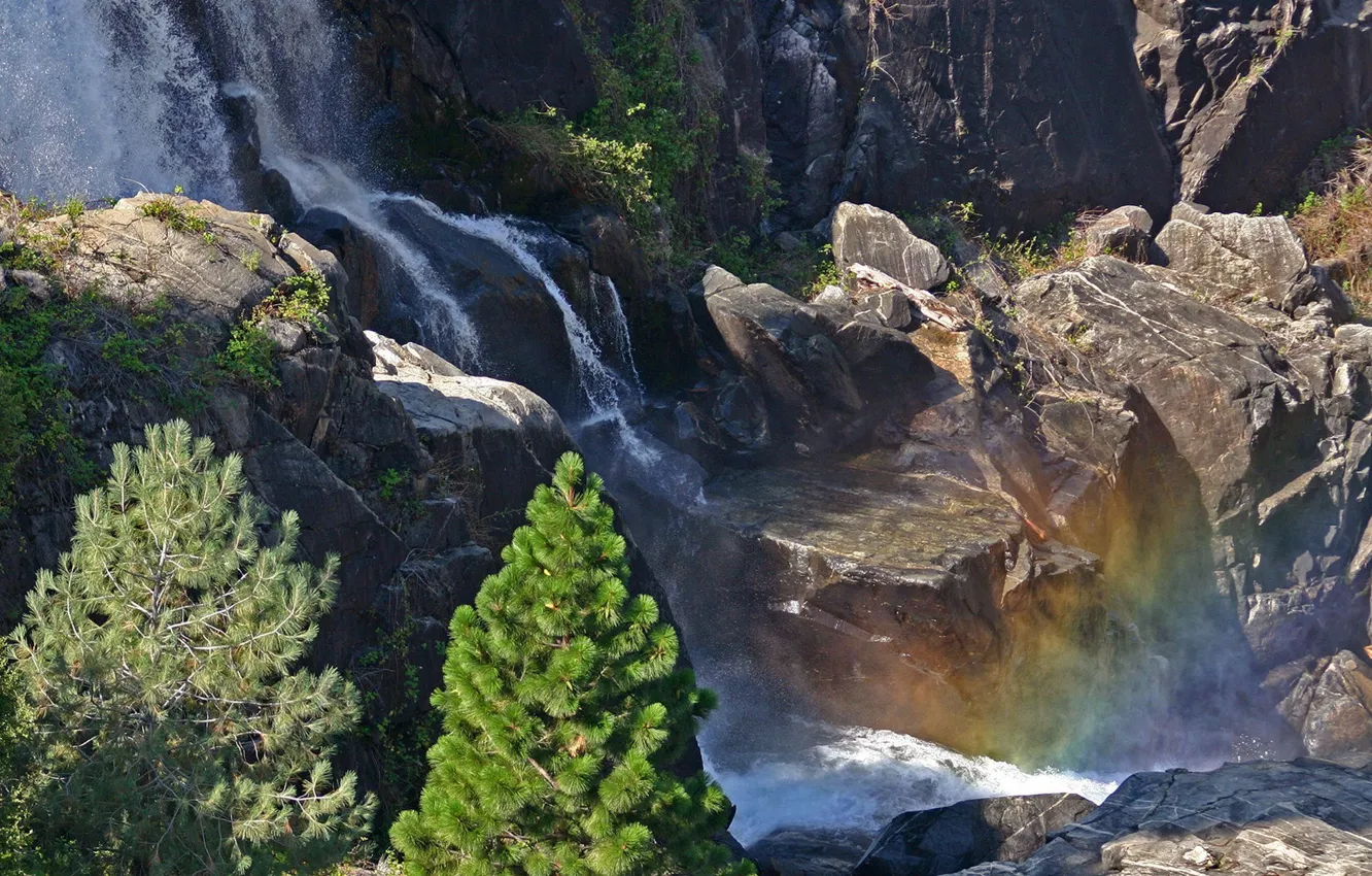 Wallpaper rock, stones, rainbow, Waterfall, thresholds images for desktop,  section пейзажи - download