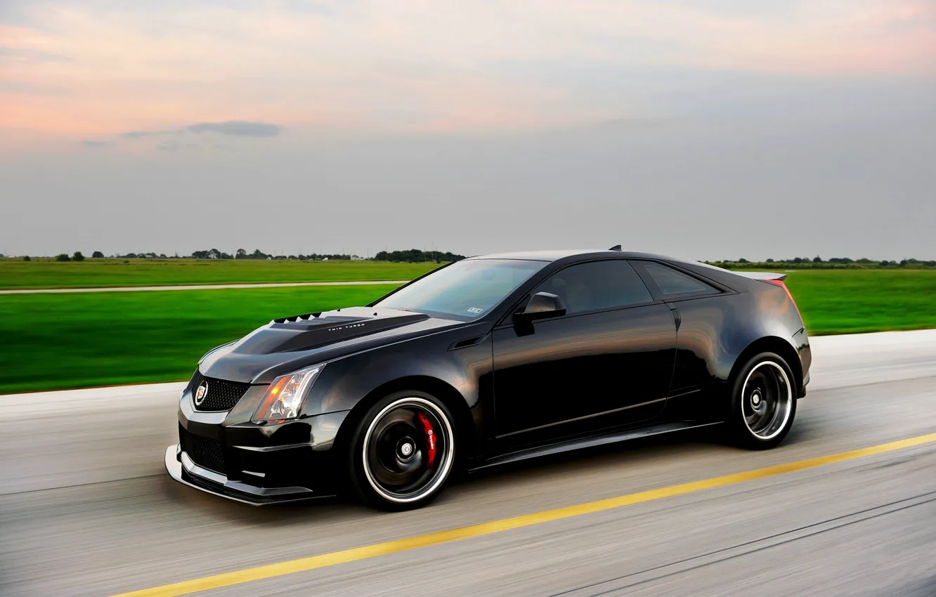 Wallpaper Cadillac Auto Tuning Black Cadillac Cts V Hennessey Coupe In Motion Images For Desktop Section Cadillac Download