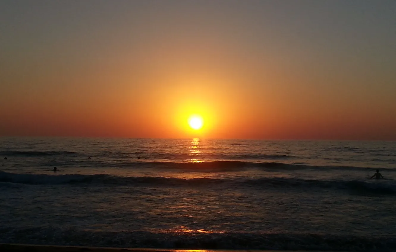 Photo wallpaper Sunset, The sun, Sea, Wave, Cyprus, Cyprus, Paphos