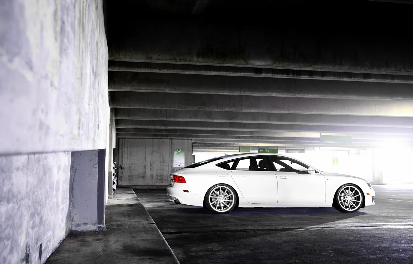 Photo wallpaper Audi, Audi, white, wheels, side, vossen