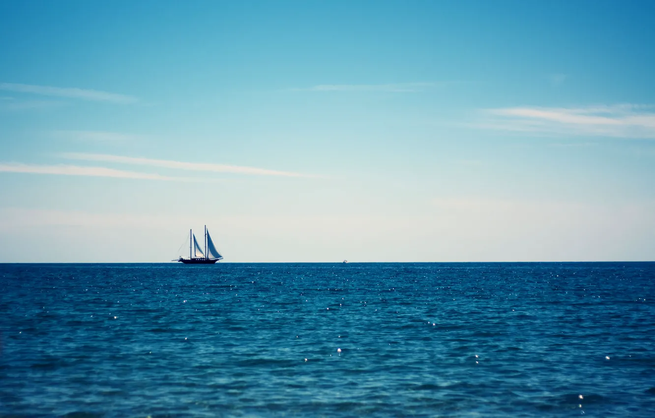 Wallpaper the sky, the ocean, sailboat, boat on the blue ocean images for  desktop, section минимализм - download