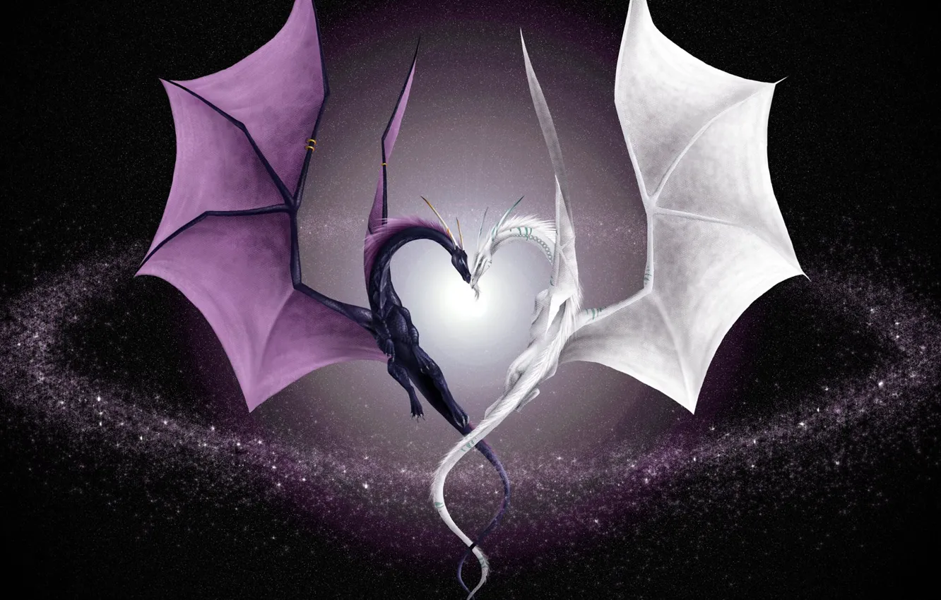 Wallpaper love, fantasy, heart, dragons, Valentine, Dragon Lovers images  for desktop, section стиль - download
