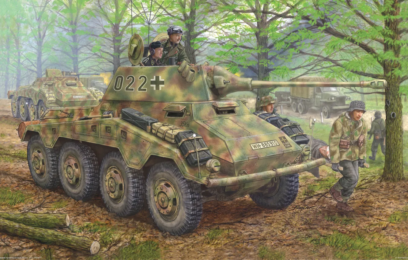 Photo wallpaper art, can, yourself, it, The second world war, armored car, for, German, fully, Puma, heavy, …