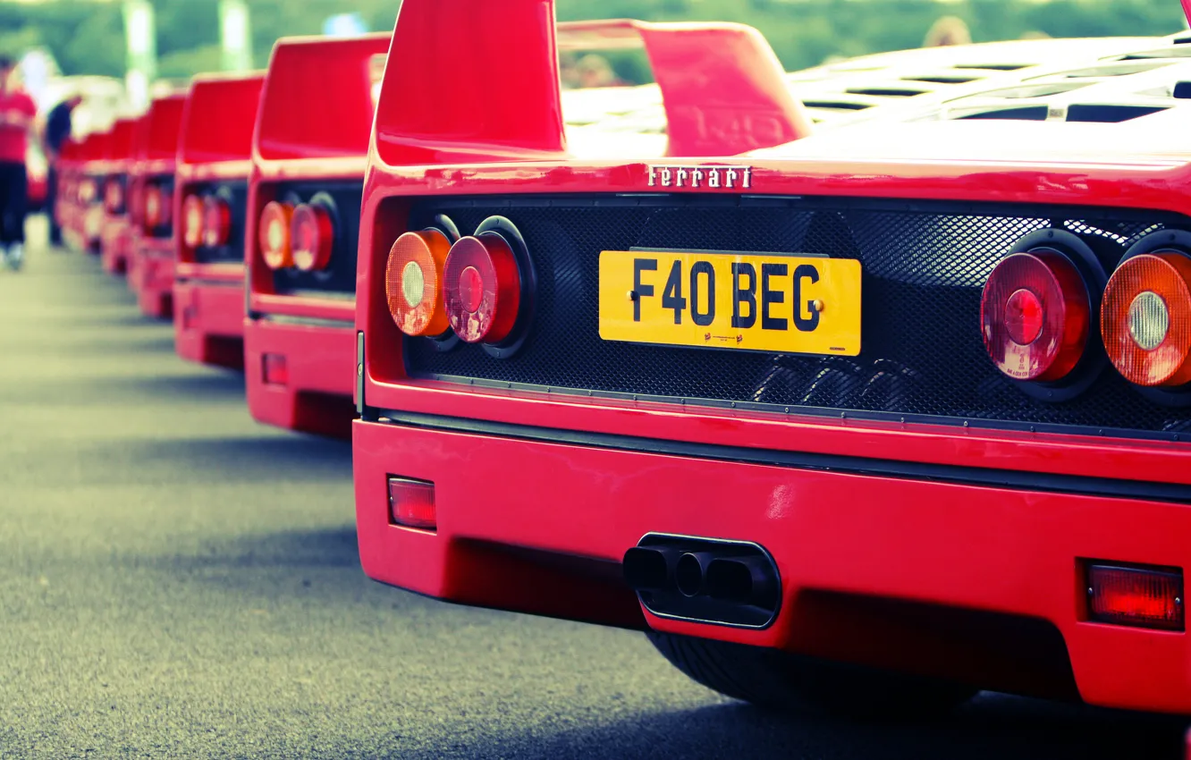 Photo wallpaper red, Ferrari, red, Ferrari, back, f40, F40