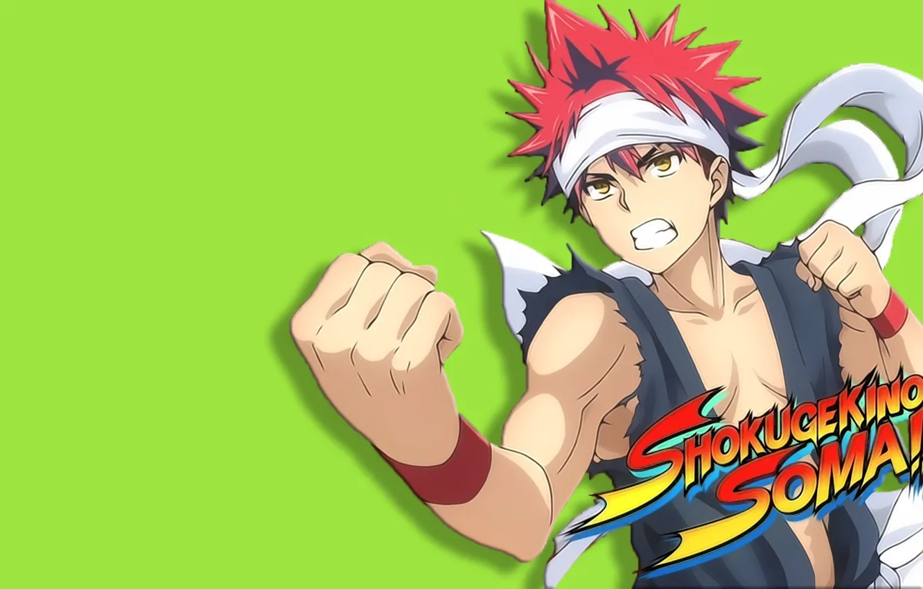 Wallpaper Green Red Hair Anime Man Boy Asian Hand Fist