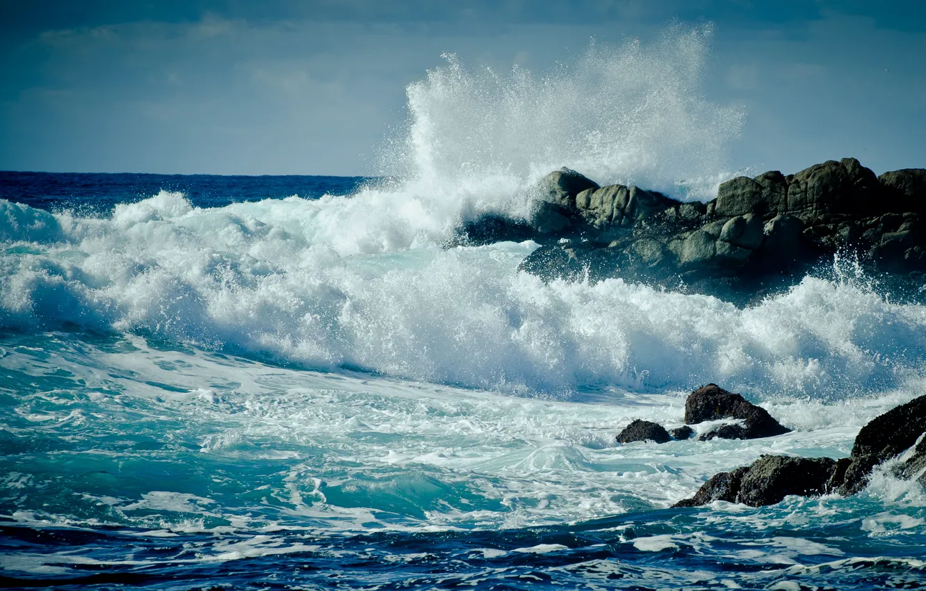 Photo wallpaper sea, wave, foam, water, drops, squirt, storm, rock, the ocean, rocks, shore, landscapes, wave, drop, …