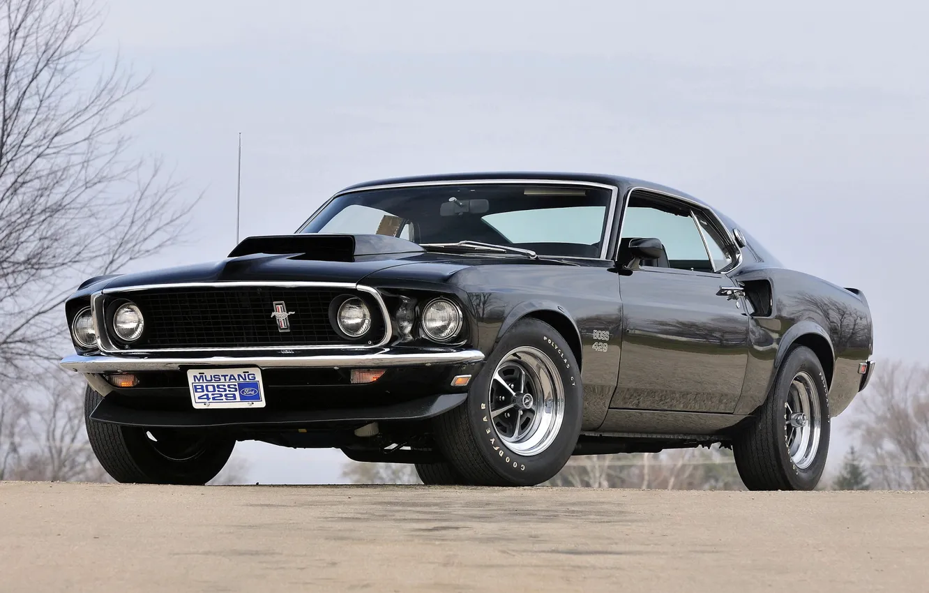 Photo wallpaper black, mustang, Mustang, 1969, ford, muscle car, black, Ford, muscle car, boss, 429