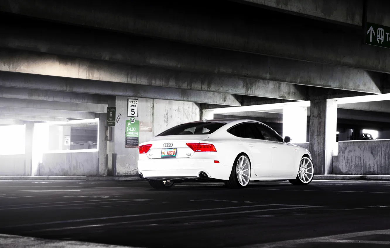 Photo wallpaper Audi, white, wheels, vossen