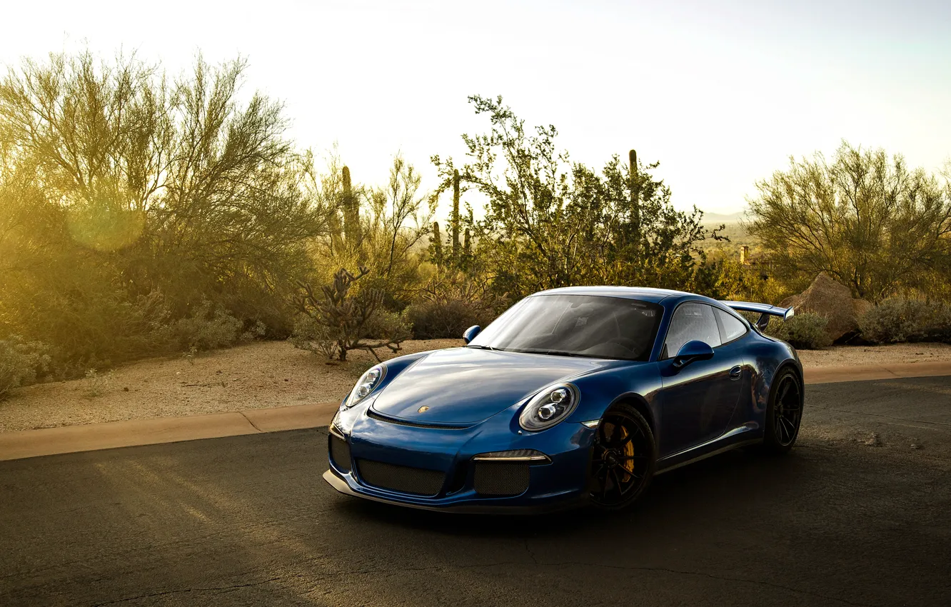 Photo wallpaper 911, Porsche, supercar, Porsche, blue, GT3