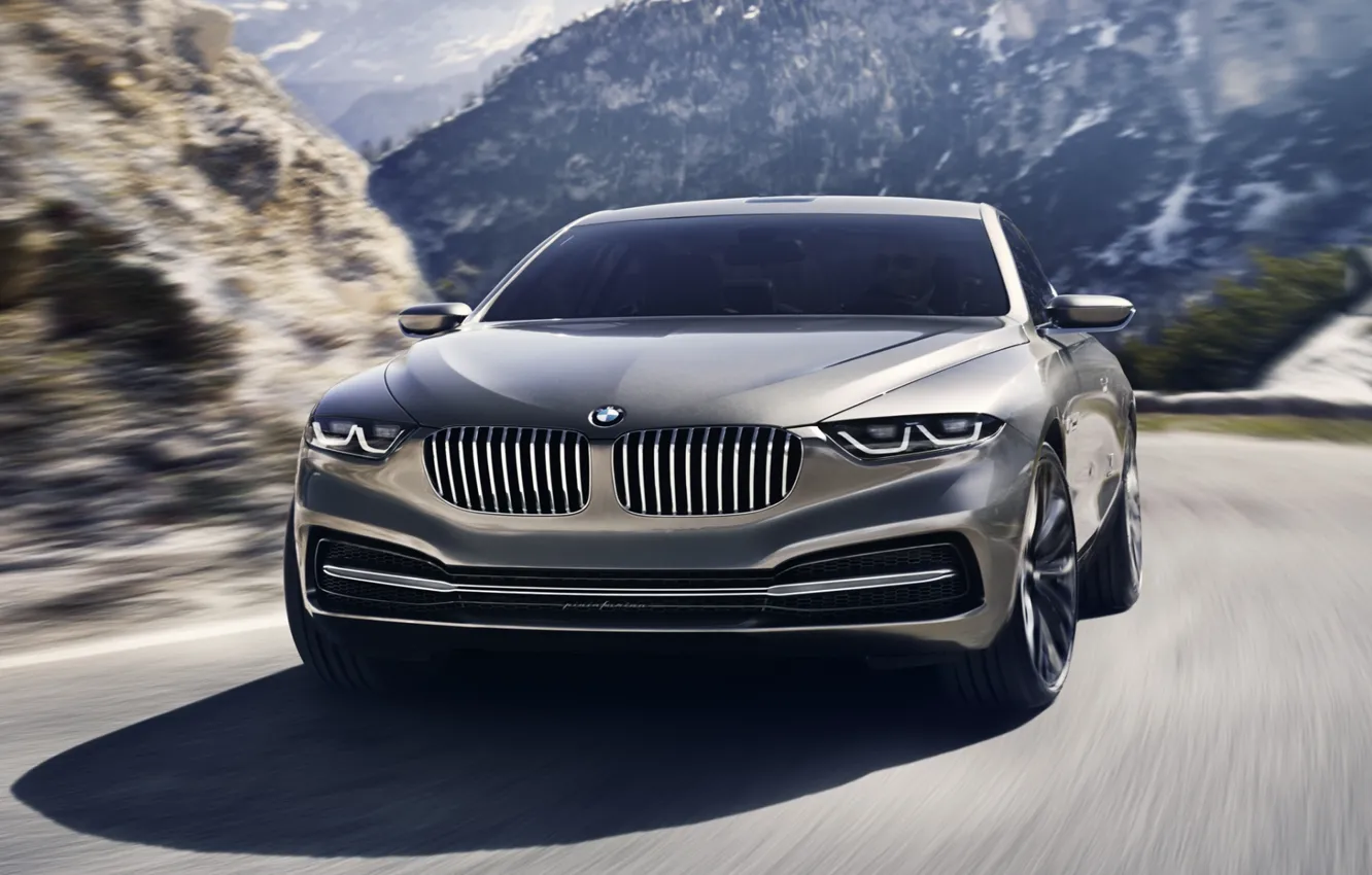 Photo wallpaper road, background, coupe, BMW, BMW, the concept, Coupe, the front, Gran Lasso, Gran Lusso