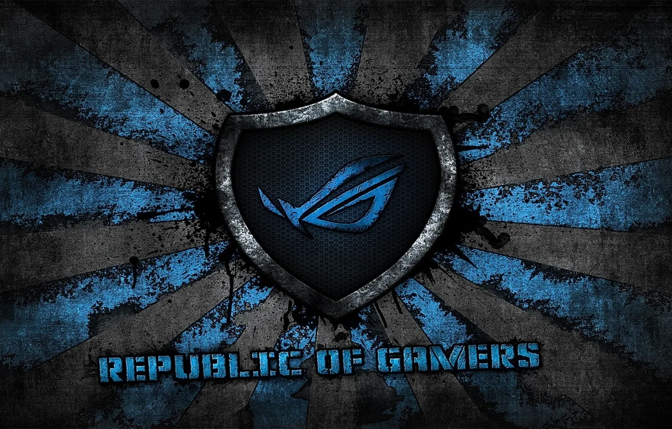 Wallpaper logo, grey, blue, background, brand, asus, rog, republic of  gamers, asus gamer images for desktop, section hi-tech - download