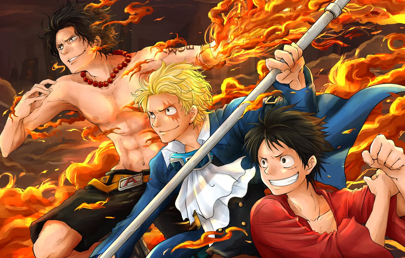 Wallpaper anime, art, one piece, Portgas D. Ace, Ace, Luffy, Monkey D. Luffy  images for desktop, section сёнэн - download