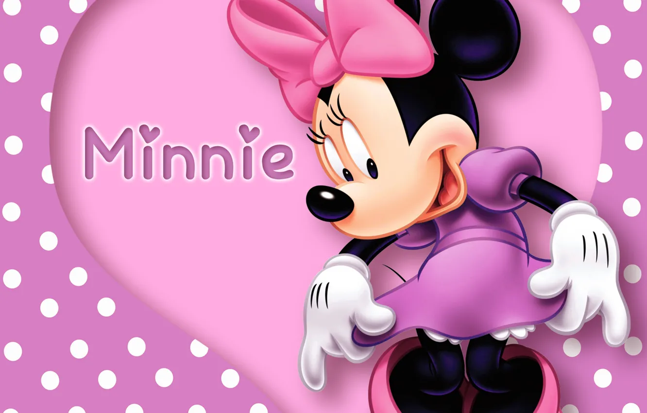 Wallpaper heart, pink, cartoon, disney, purple, mouse, polka dots, minnie  images for desktop, section фильмы - download