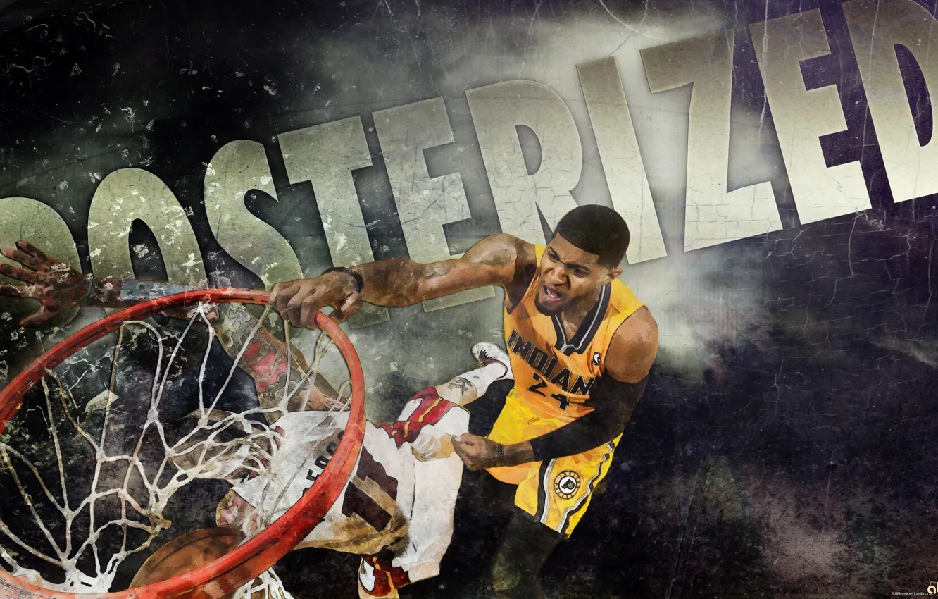 Wallpaper basketball, NBA, dunk, Indiana Pacers, Paul George, posterize  images for desktop, section спорт - download