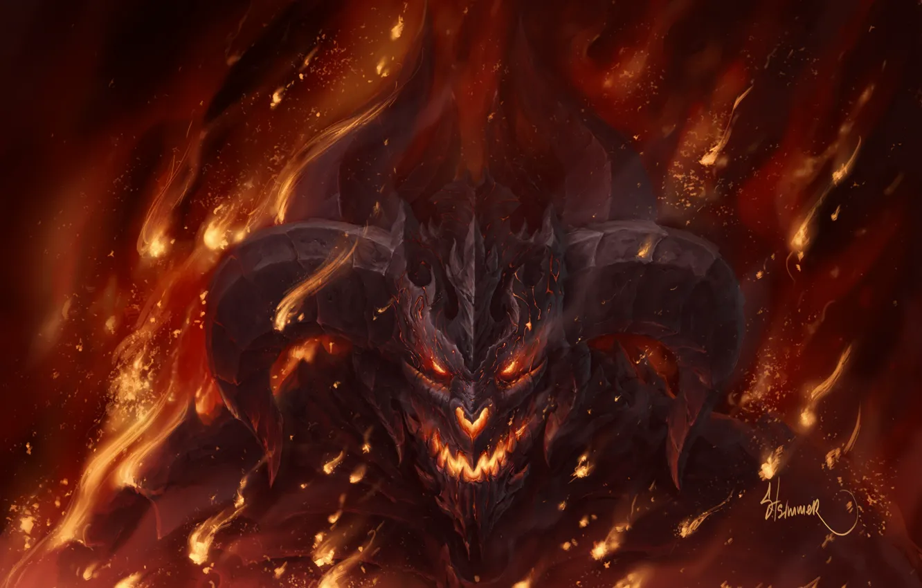 Wallpaper fire, the demon, art images for desktop, section фантастика -  download