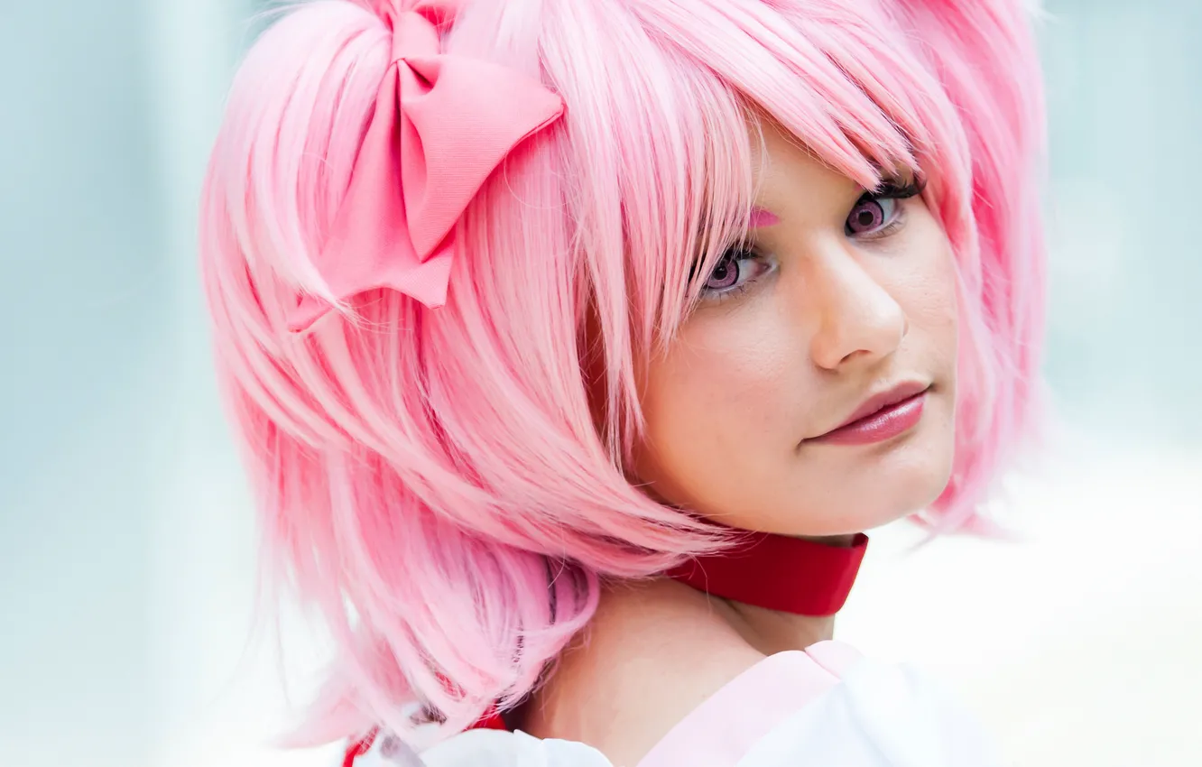 Photo wallpaper portrait, cosplay, pink hair. 